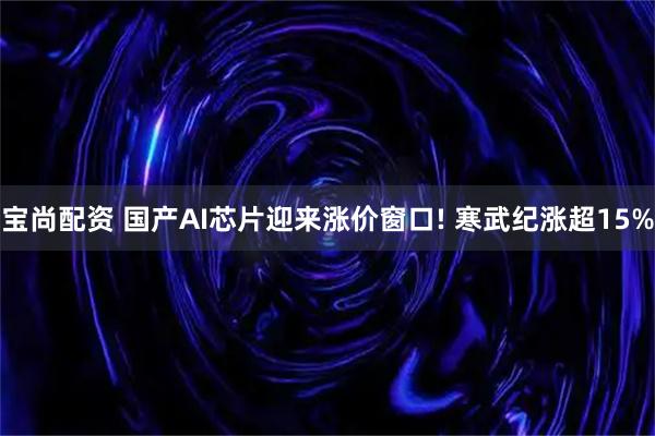 宝尚配资 国产AI芯片迎来涨价窗口! 寒武纪涨超15%