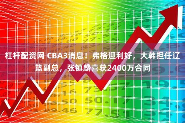 杠杆配资网 CBA3消息！弗格迎利好，大韩担任辽篮副总，张镇麟喜获2400万合同